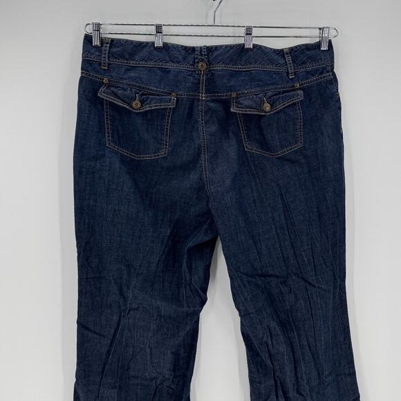 Vintage True Y2K Dark wash denim wide leg jean trouser size 22 classic versatile - Picture 6 of 8